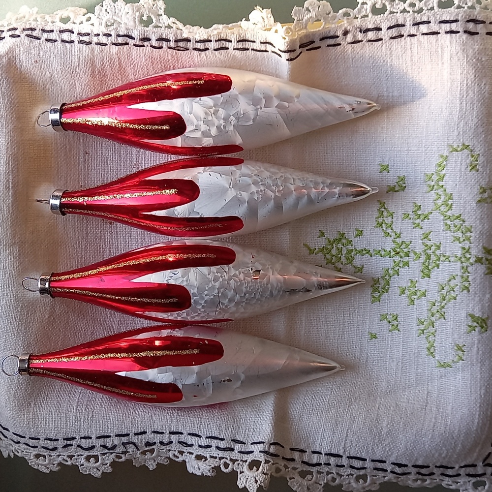 Vintage Teardrop Glass Christmas Ornaments